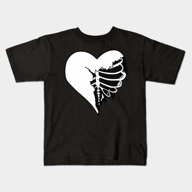 Skeleton Heart Emo Love Gothic Grunge Tattoo skull Halloween Kids T-Shirt by Prolifictees